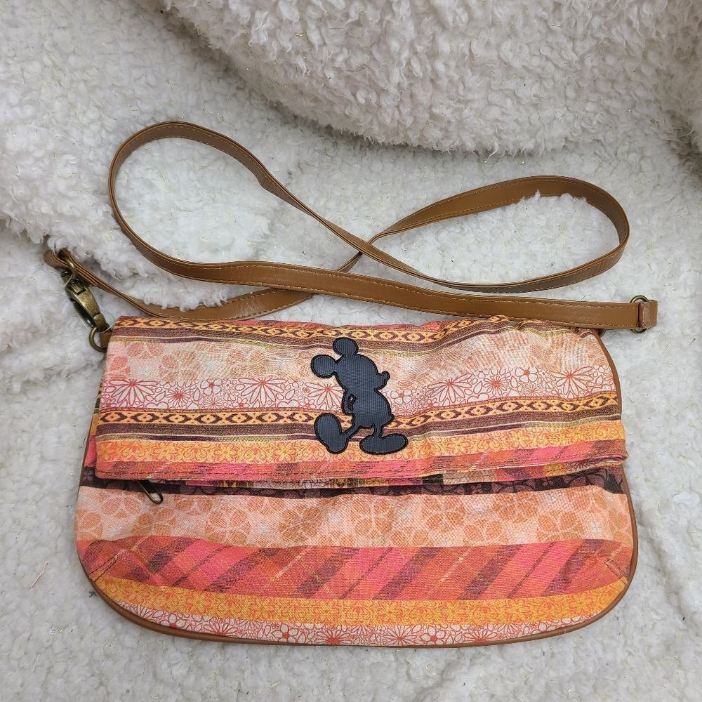 Disney Parks Mickey Mouse Aztec Pattern Foldover Crossbody